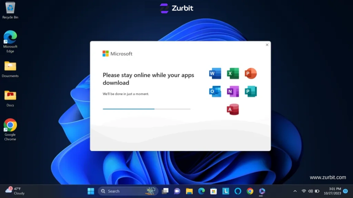 Microsoft Office installation progress window