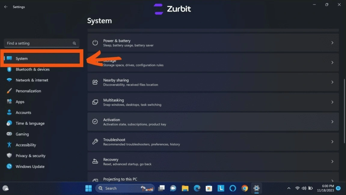 Windows 10 Pro Activation settings